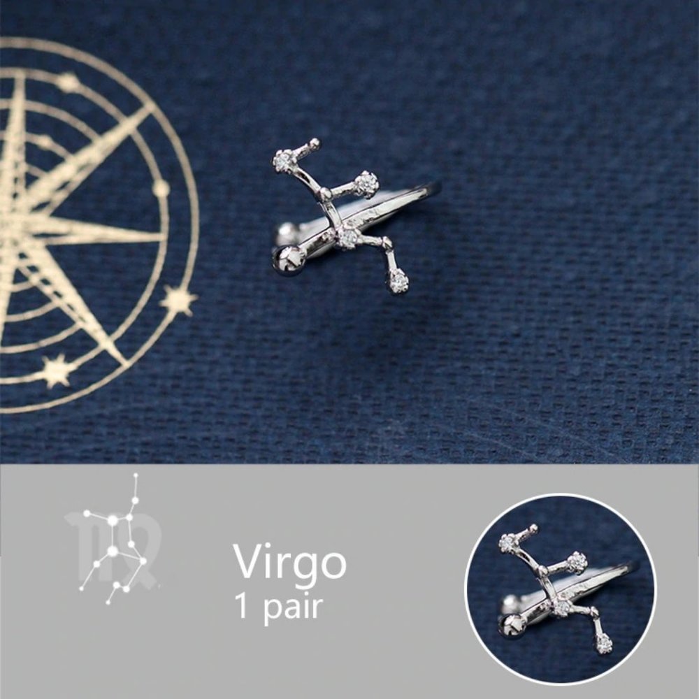 NEW 925 Sterling Silver Zodiac Earrings Cuff-Virgo